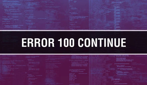 Error 100 Continue with Digital java code text. Error 100 Cont — стоковое фото